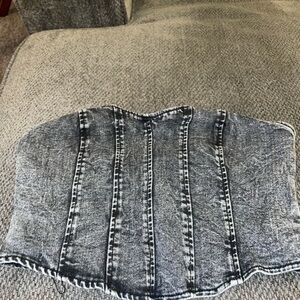 Gray Denim Corset Top